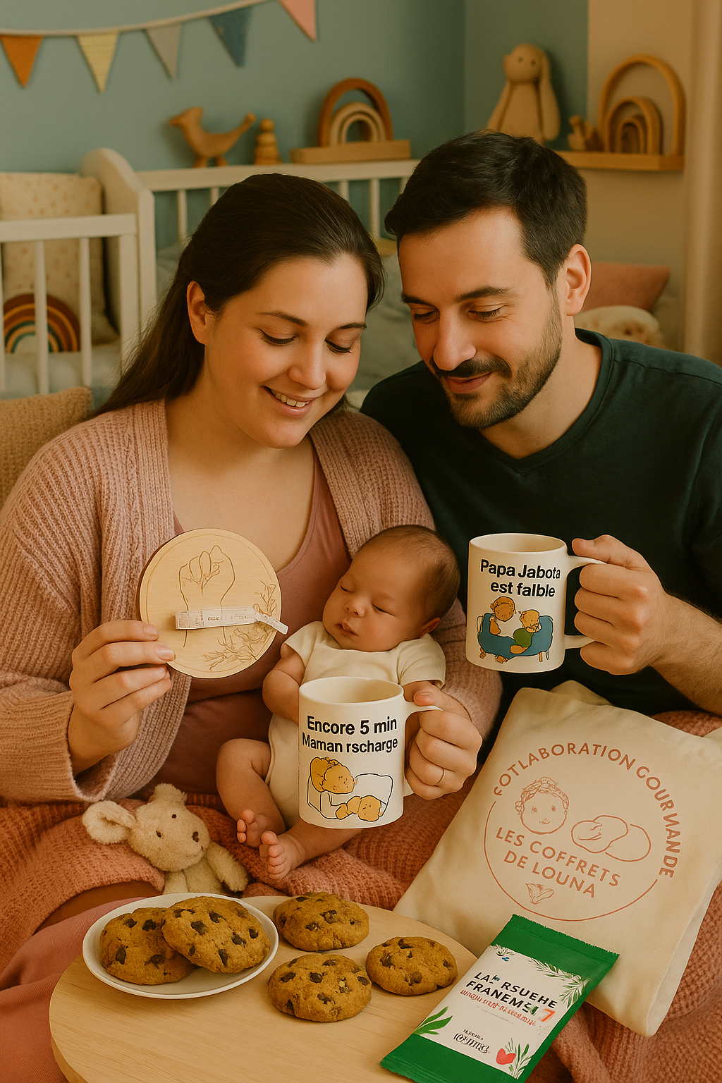 Coffret naissance Gourmand personnalisé - Cadeau maman & bébé